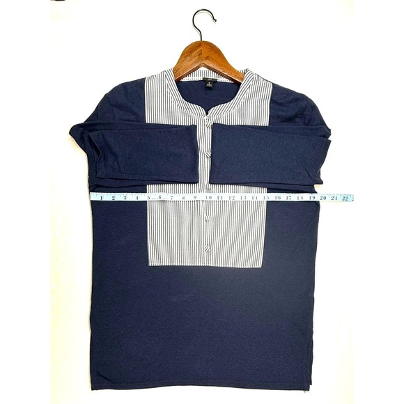 J.Crew,‎  Navy/White Stripe Collar, Long Sleeve Shirt, Wmn's Size Small - Picture 6 of 8